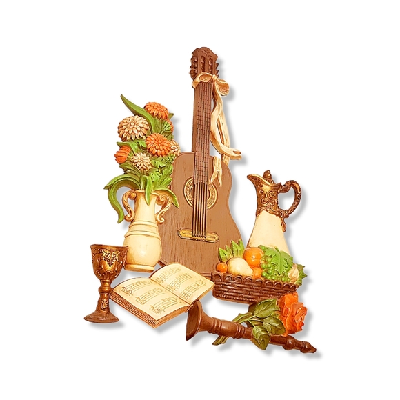 VTG Dart Industries 1975 1976 wine guitar Violin Tulips Books Floral Mus… - Picture 12 of 15